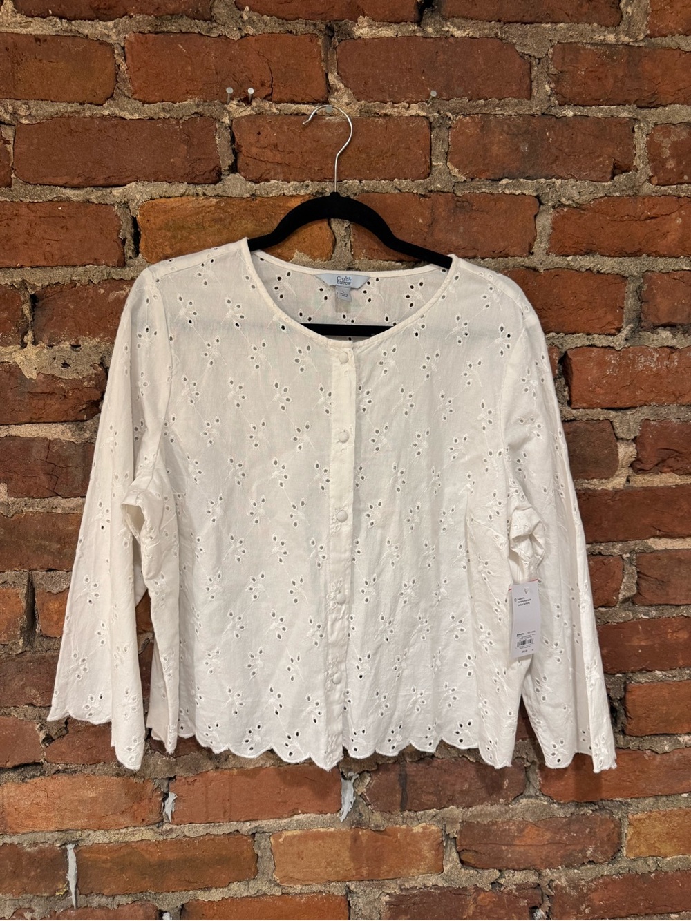croft & barrow Women’s White Eyelet Button-Front Blouse (100% Cotton)